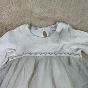 First Impressions White Dress w/ Silver detail 24m